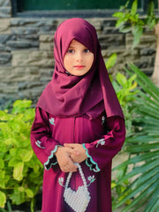 Petals Embroidered Abaya - kids
