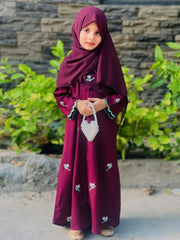 Petals Embroidered Abaya - kids