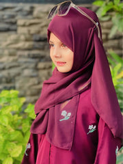 Petals Embroidered Abaya - kids