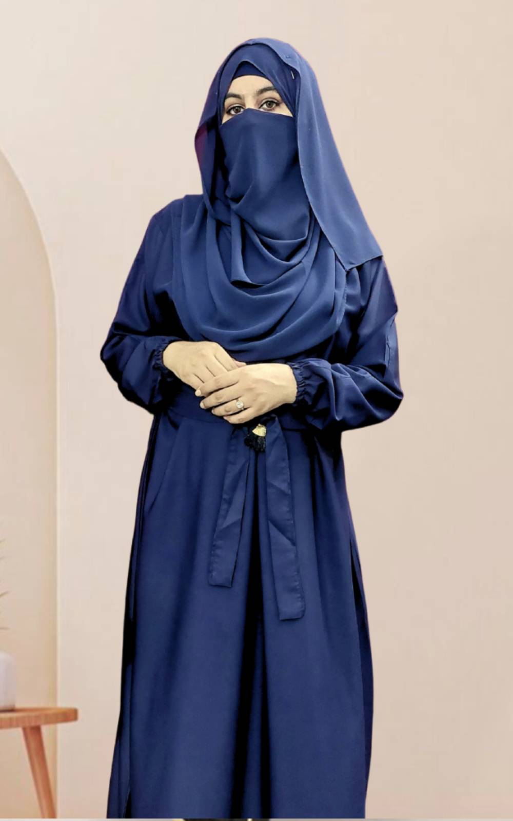 Elegant Tassel Abaya - Navy Blue