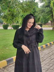 Classic Smocked Sleeve Abaya - Black