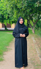 Pocket Zipper Abaya - Black