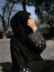 Black Abaya with Embroidered Cuff Details