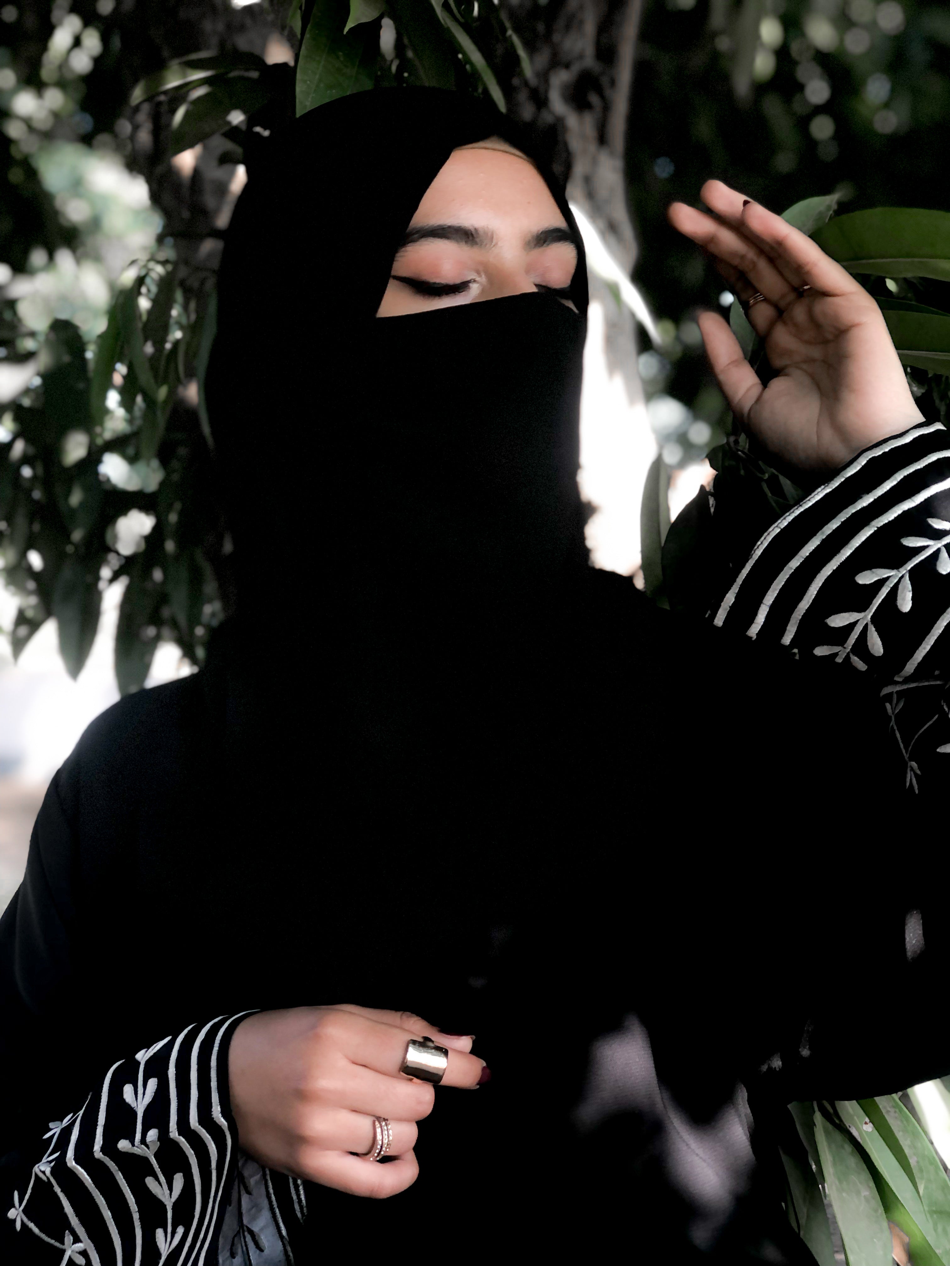 Black Abaya with Embroidered Cuff Details