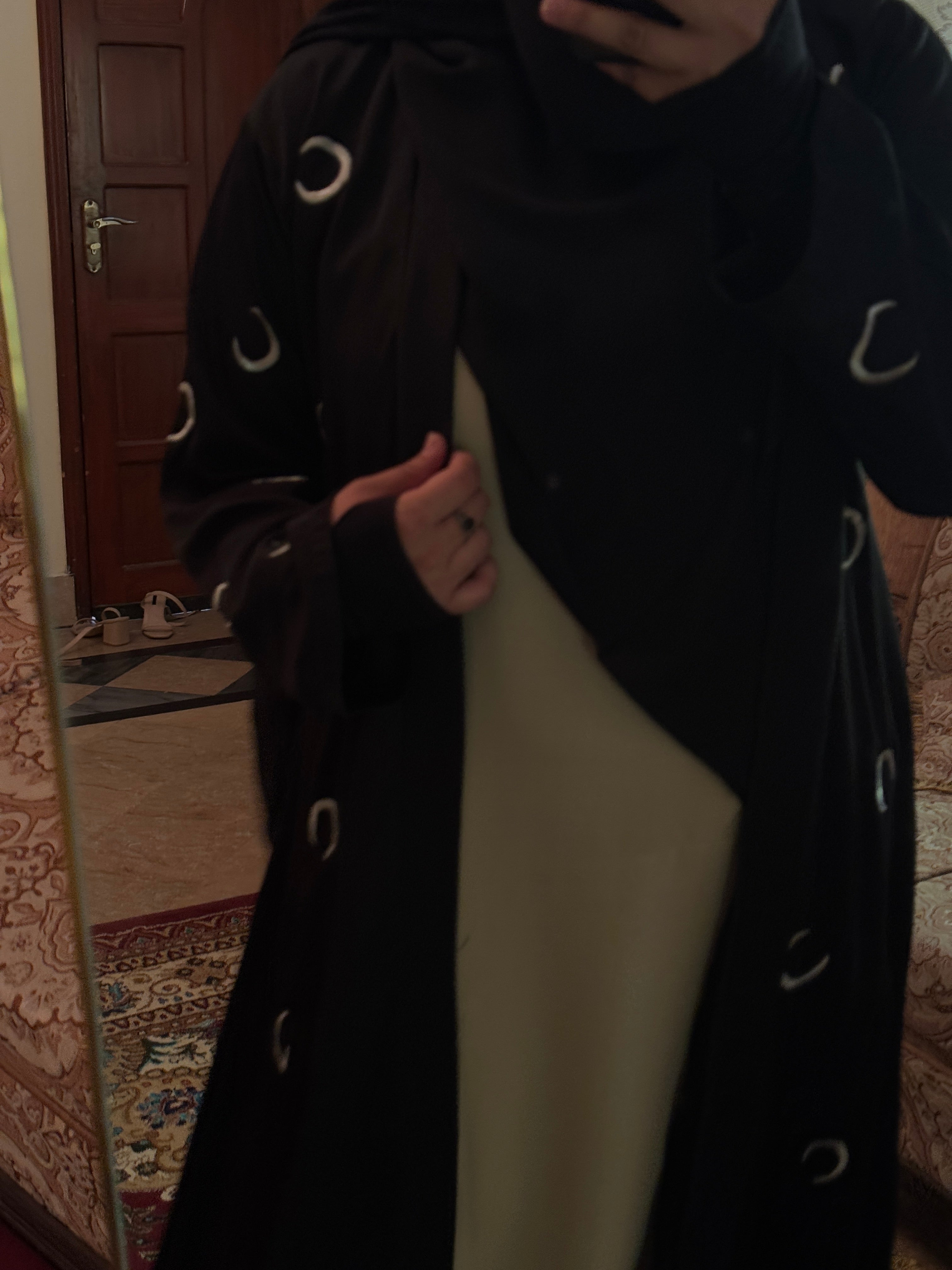 Crescent Moon Embroidery Abaya (Coat And Inner Seprate)