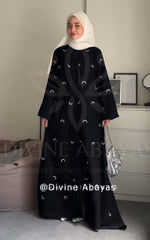 Crescent Moon Embroidery Abaya