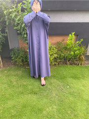 Front Open Baggie Style Abaya - Grey