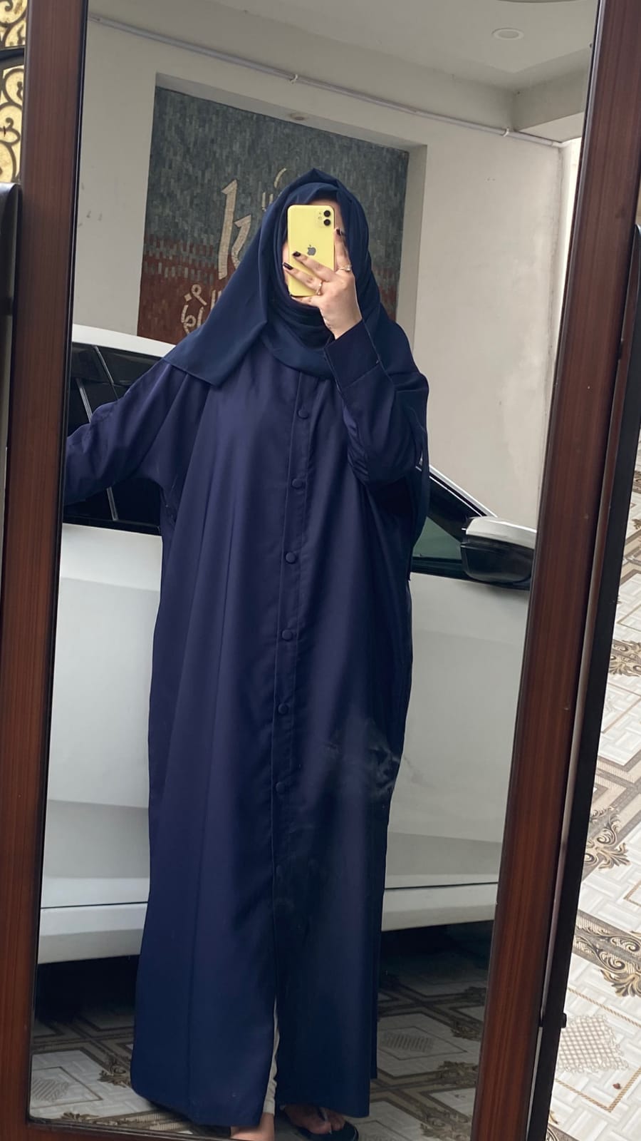 Front Open Baggie Style Abaya - Navy Blue