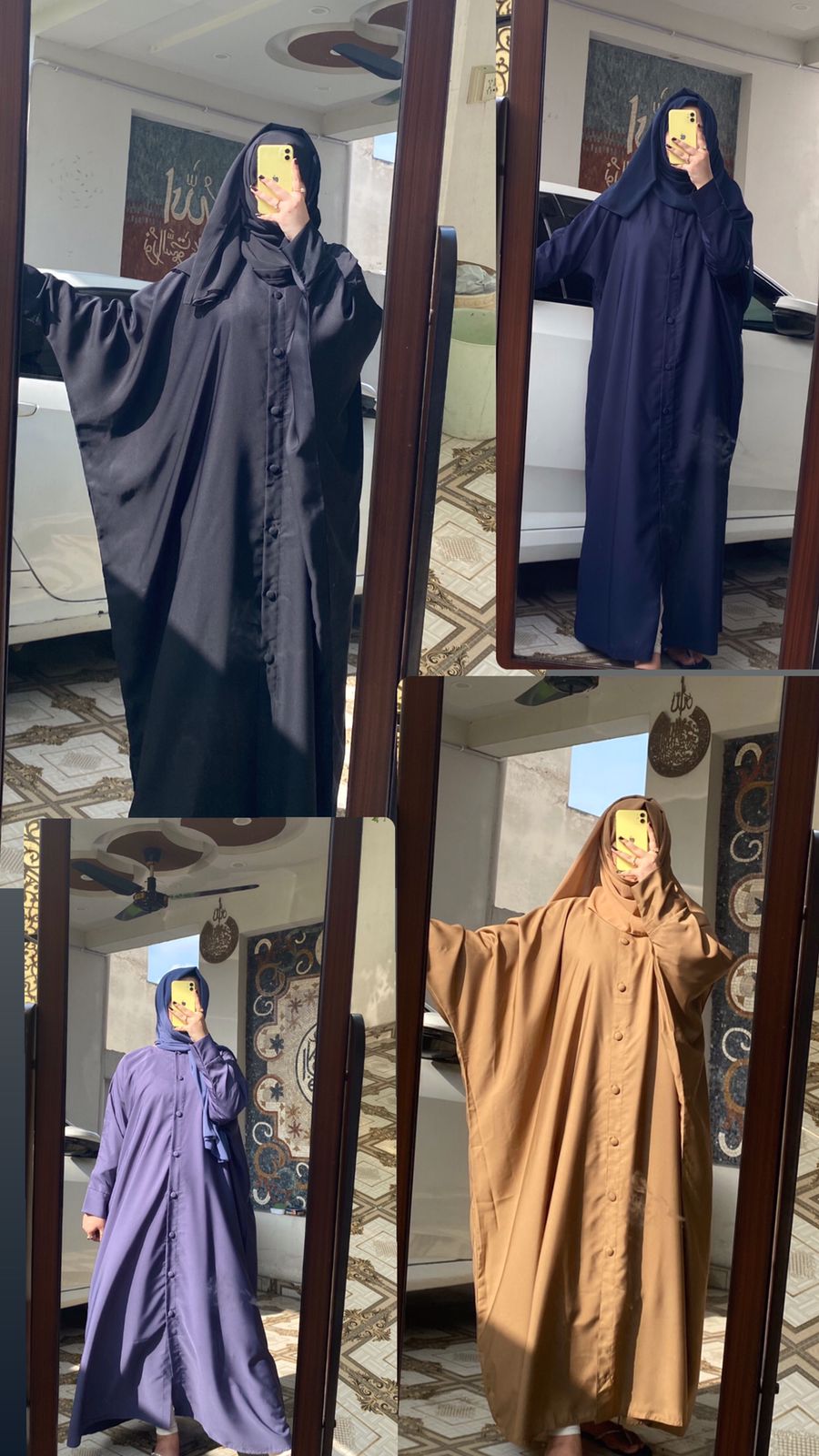 Front Open Baggie Style Abaya - Navy Blue