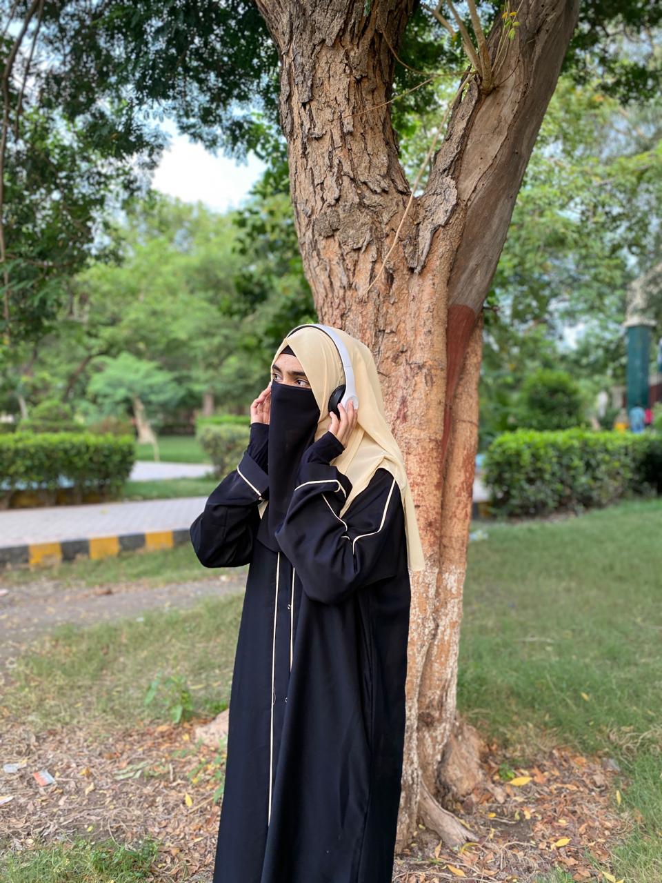 Classic Black Abaya with Piped Edges