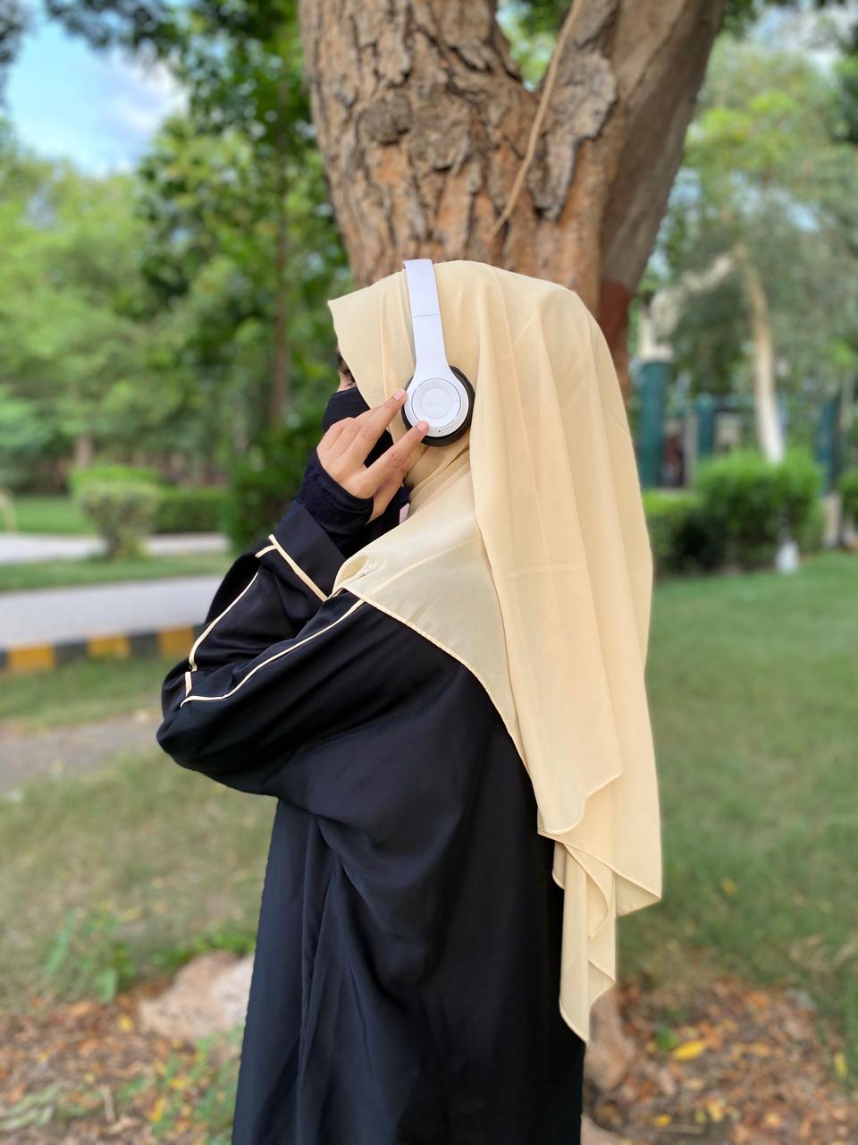 Classic Black Abaya with Piped Edges