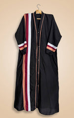 Tri-Color Linen Stripe Abaya