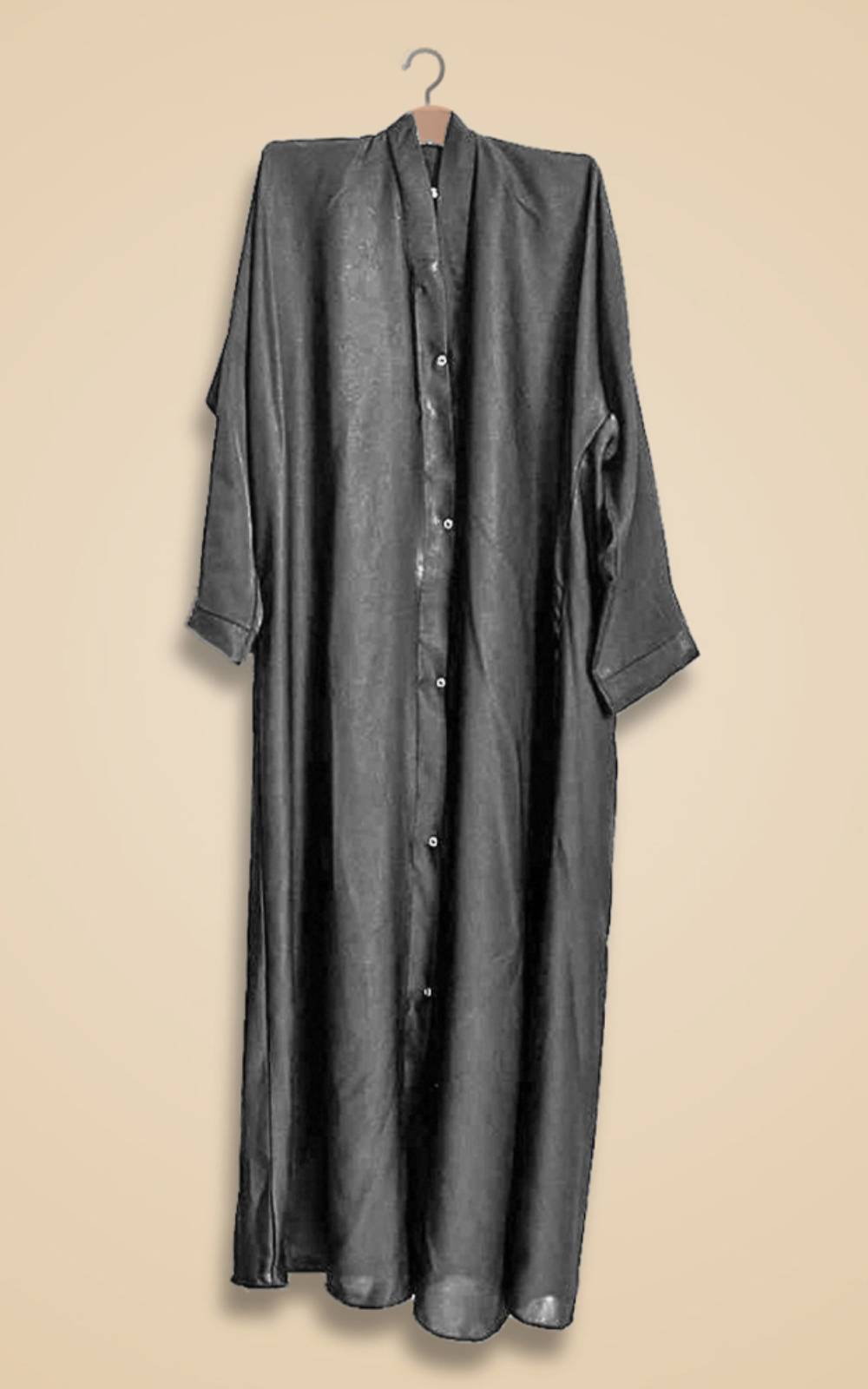 Elegant  Button-Down Abaya - Grey