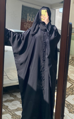 Front Open Baggie Style Abaya - Black