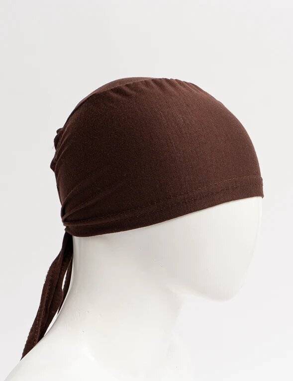 Premium Tie Hijab Cap - Chocolate