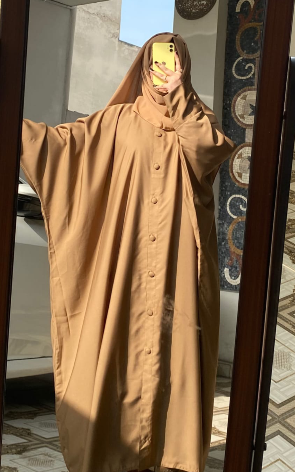 Front Open Baggie Style Abaya - Camel