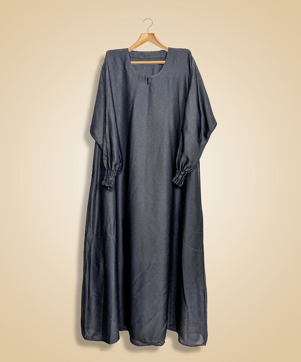 Classic Smocked Sleeve Abaya - Grey