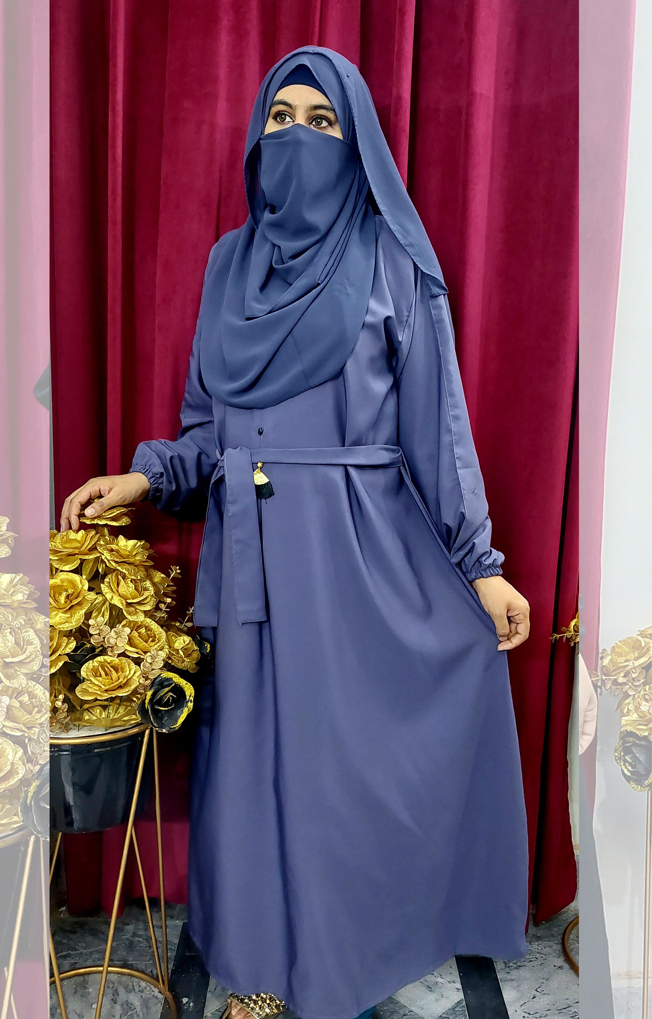 Elegant Tassel Abaya - Grey