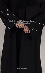 Moon Embroidered Bell-Sleeve Abaya