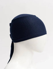 Premium Tie Hijab Cap - Navy Blue