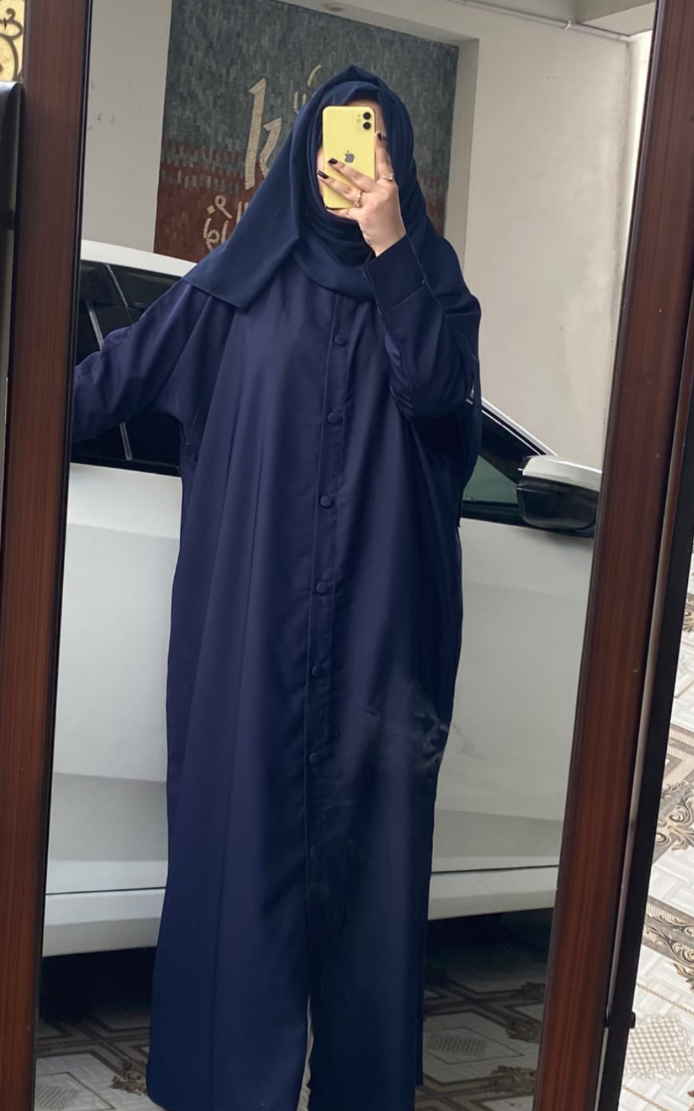 Front Open Baggie Style Abaya - Navy Blue